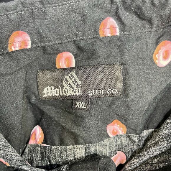 MOLOKAI SURF CO. Button Down Hawaiian Shirt Glazed Donut Short Sleeve Men's XXL - Picture 2 of 8
